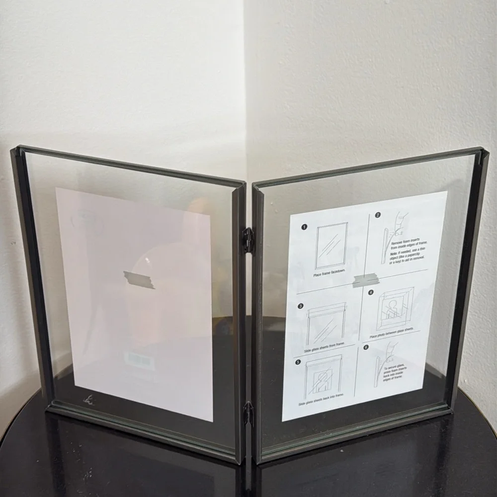 NWT Green Tree Gallery Chrome 5x7 Double Picture Frame Slide In